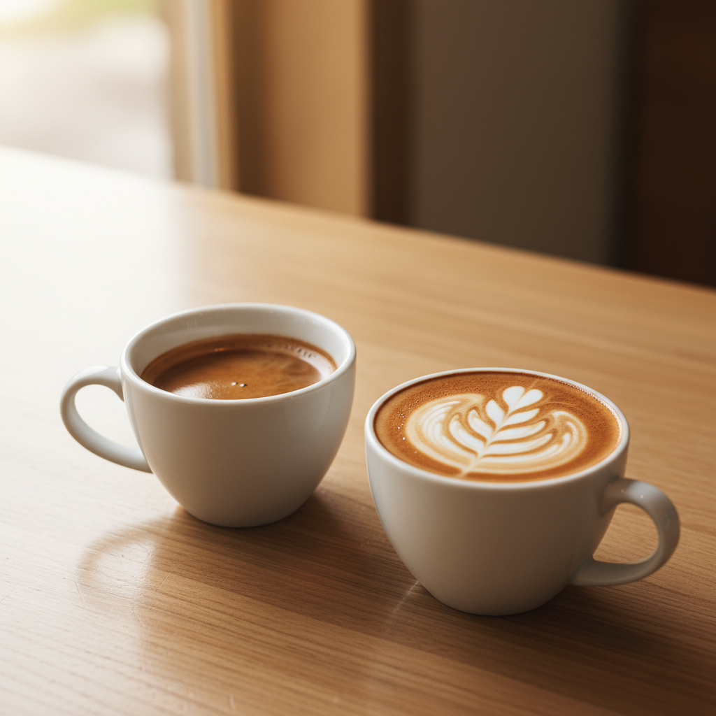 Café de especialidad con latte art